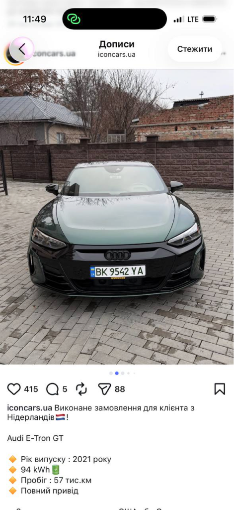 Audi e-tron GT 2020, пригнаний Icon Cars